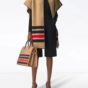 New Burberry Title Tricolor Stripe Tote Bag